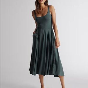 Quince Green Tencel Fit and Flare dress